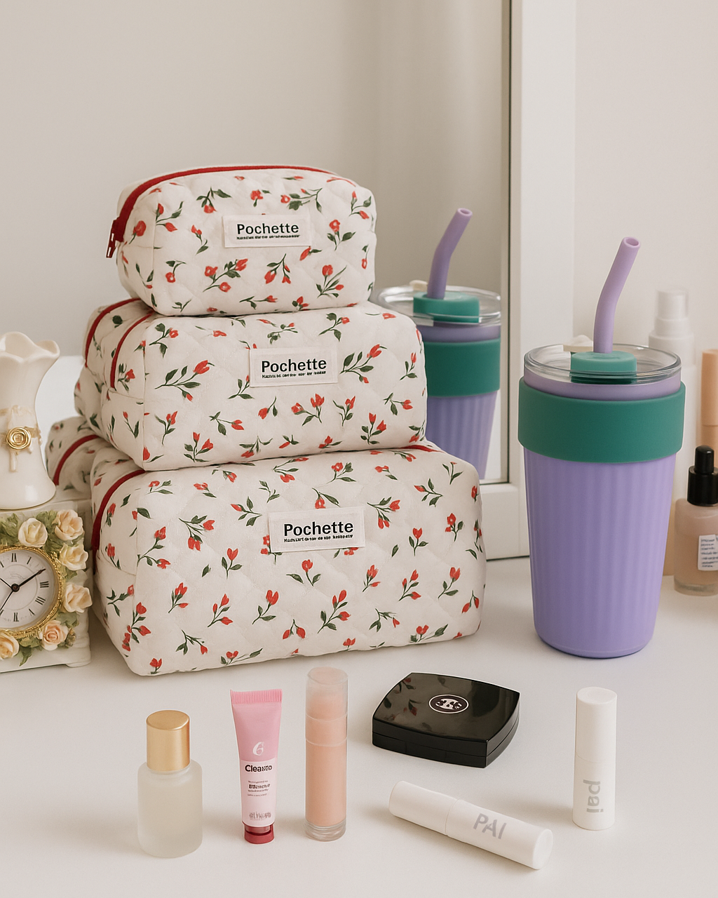 Floral beauty case