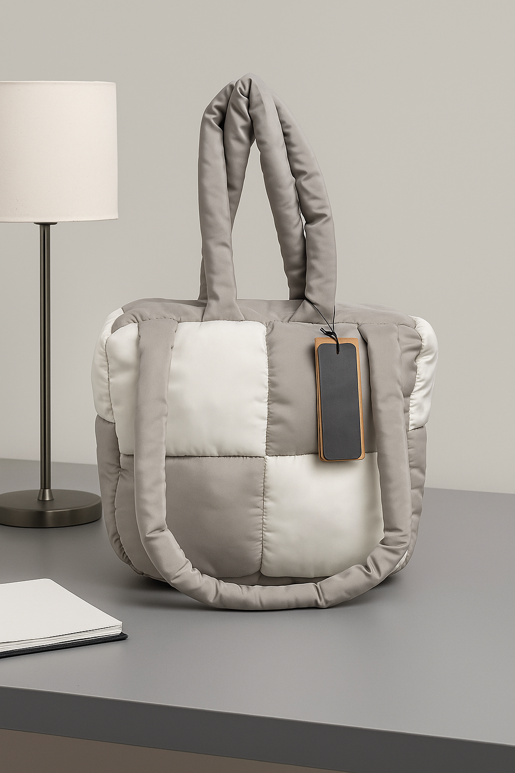 Women's Quilted Checker Square Puffer Bag