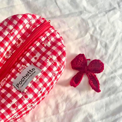 Red check beauty case