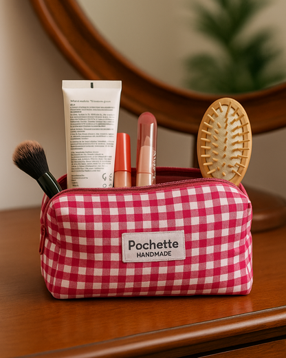 Pink check beauty case