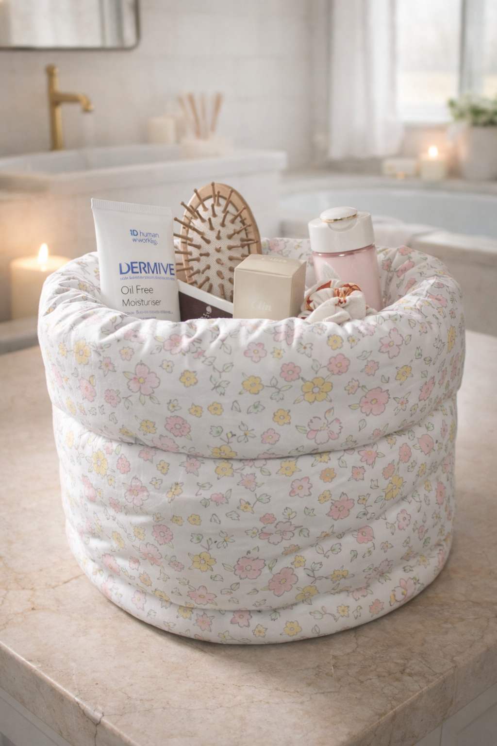 Sylvie Bubble Bucket Bag | Quilted Makeup & Toiletries Case - Pochette