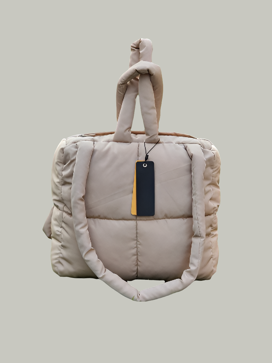 Puffer Quilted Tote Bag With Zipper