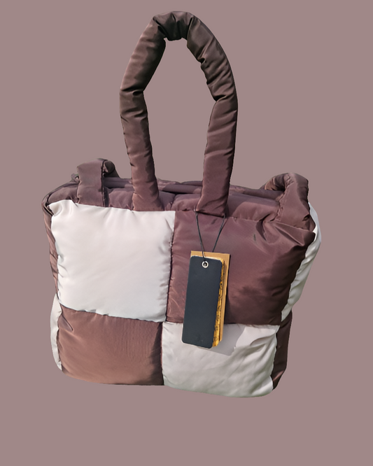 Women's Quilted Checker Square Puffer Bag
