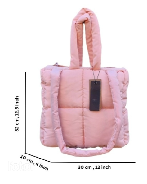 Puffer Quilted Tote Bag With Zipper