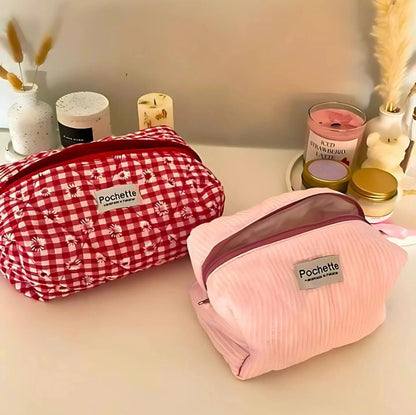 Red check beauty case