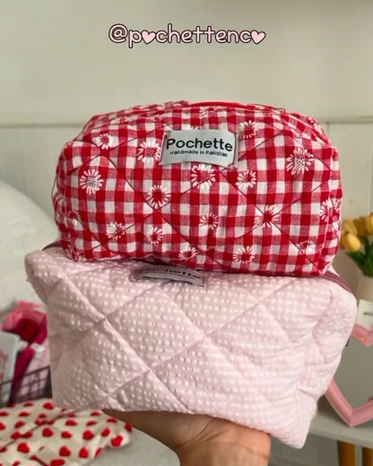 Red check beauty case